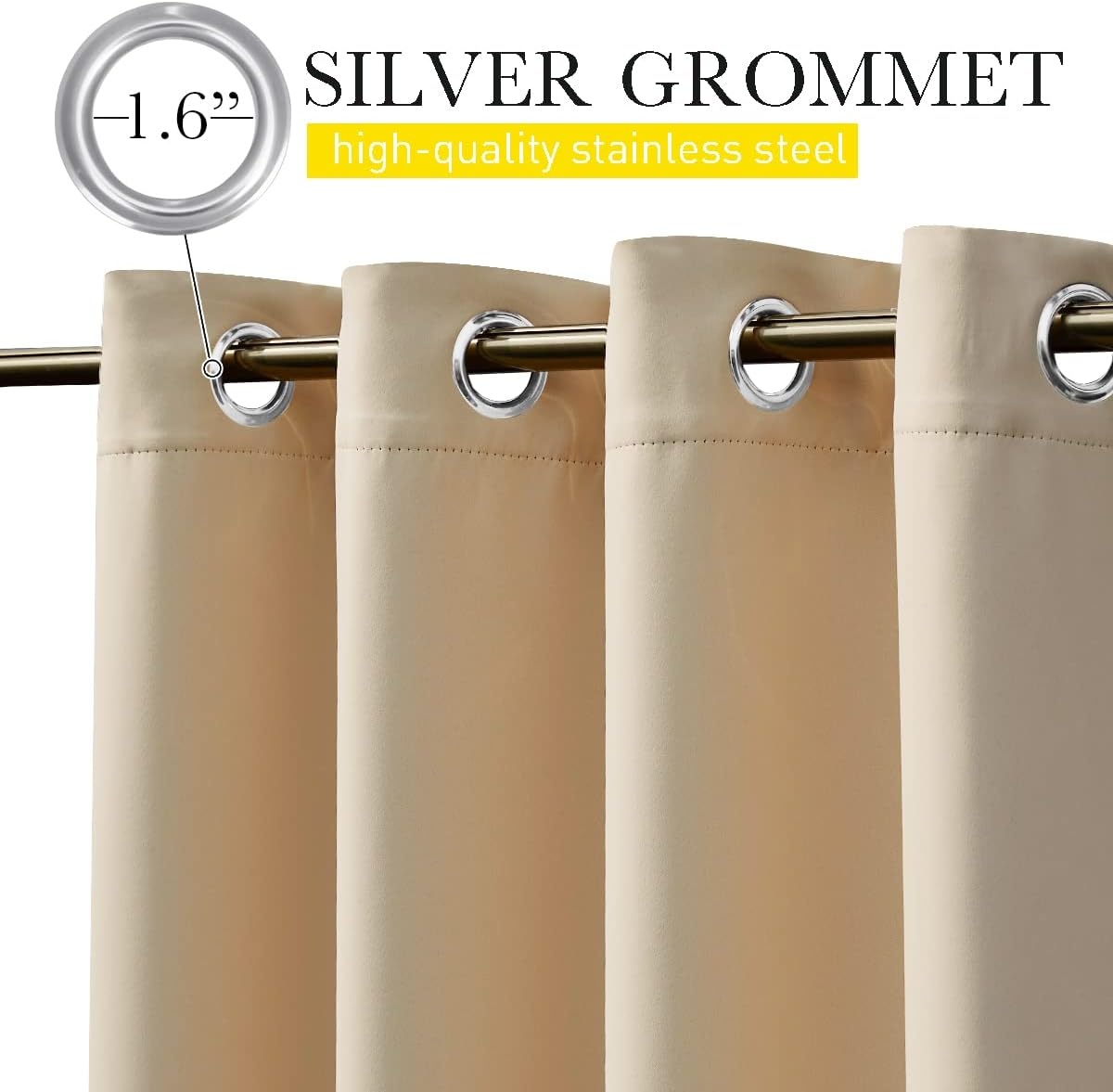 image:imageNICETOWN 2 PCs Waterproof Outdoor Curtains for Patio W52xL84 Biscotti BeigeBiscotti Beige