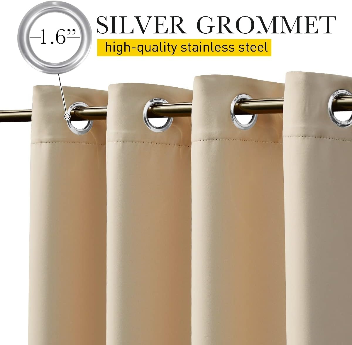 image:imageNICETOWN 2 PCs Waterproof Outdoor Curtains for Patio W52xL84 Biscotti BeigeBiscotti Beige