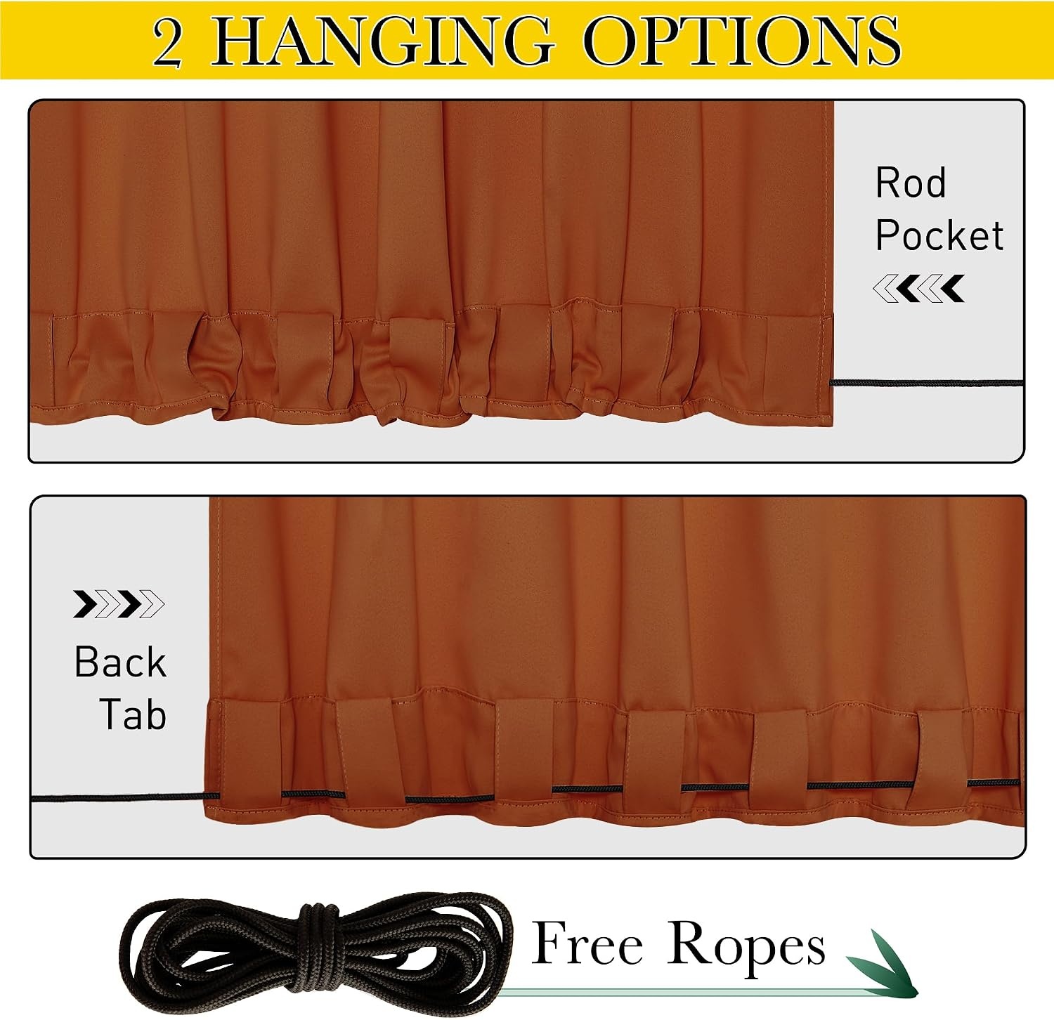 image:imageNICETOWN 2 PCs Waterproof Outdoor Curtains for Patio W52xL84 Biscotti BeigeBurnt Orange