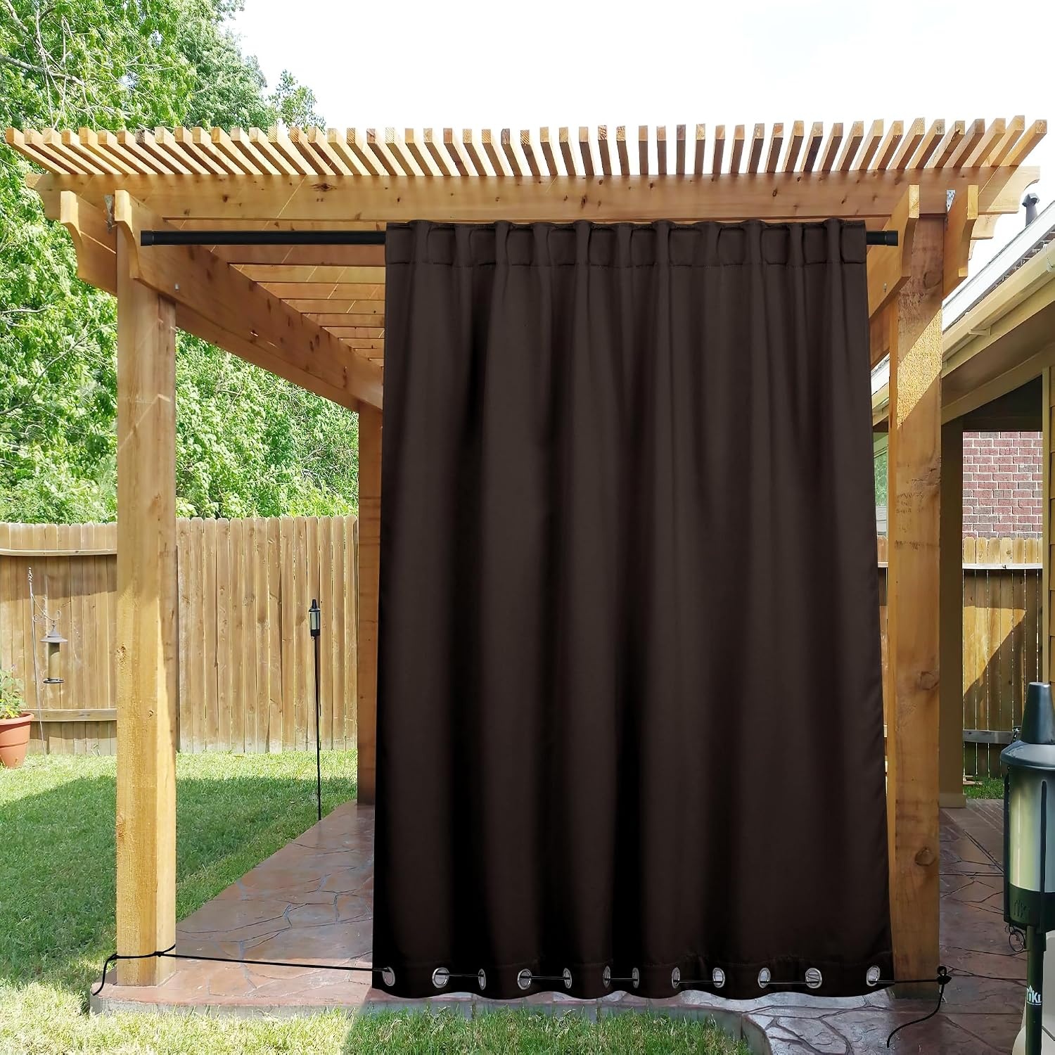 image:imageNICETOWN 2 PCs Waterproof Outdoor Curtains for Patio W52xL84 Biscotti BeigeCoffee