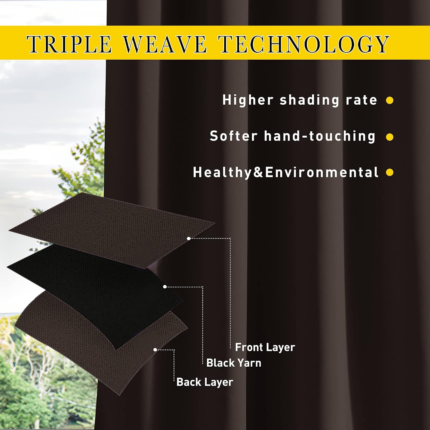 image:imageNICETOWN 2 PCs Waterproof Outdoor Curtains for Patio W52xL84 Biscotti BeigeCoffee