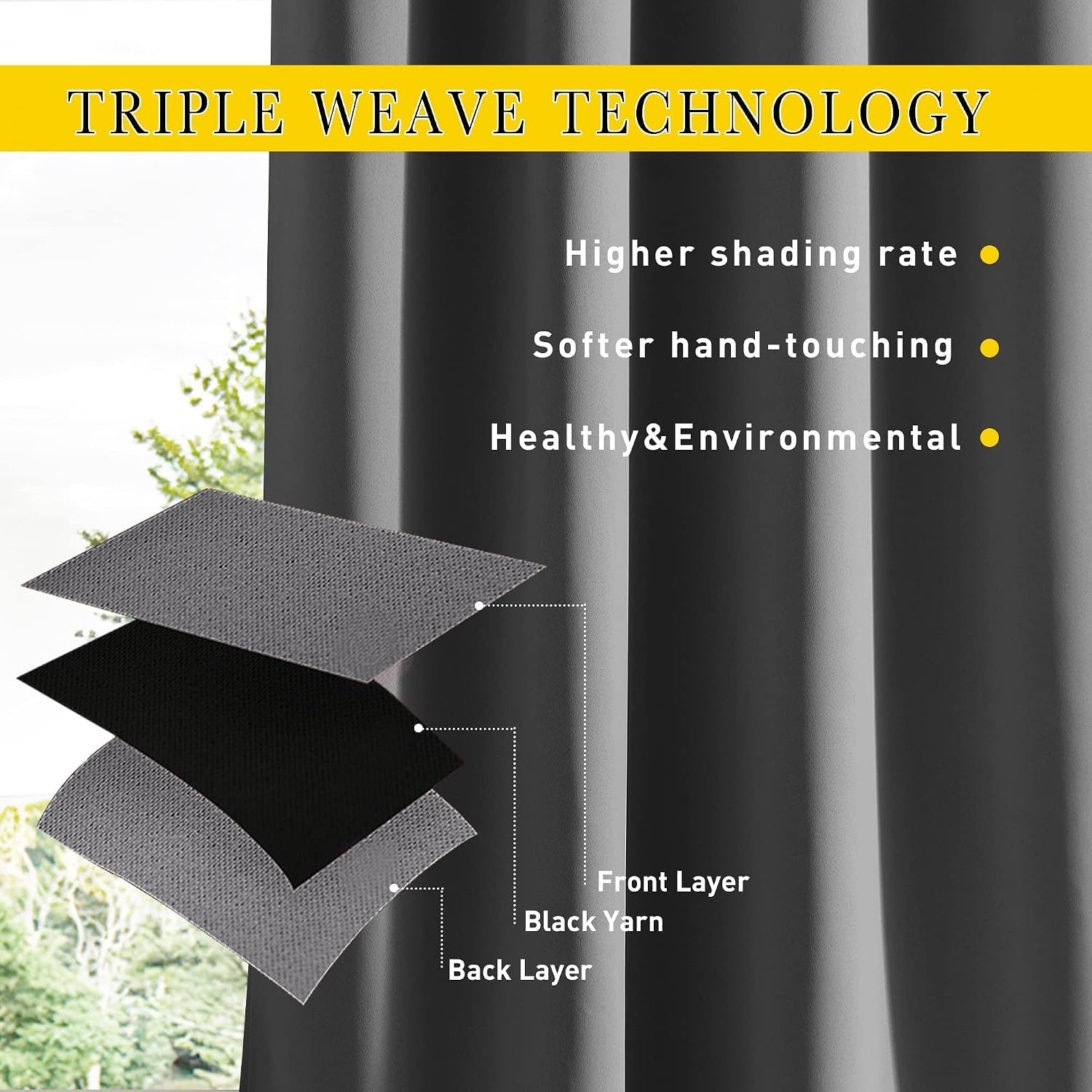 image:imageNICETOWN 2 PCs Waterproof Outdoor Curtains for Patio W52xL84 Biscotti BeigeGrey
