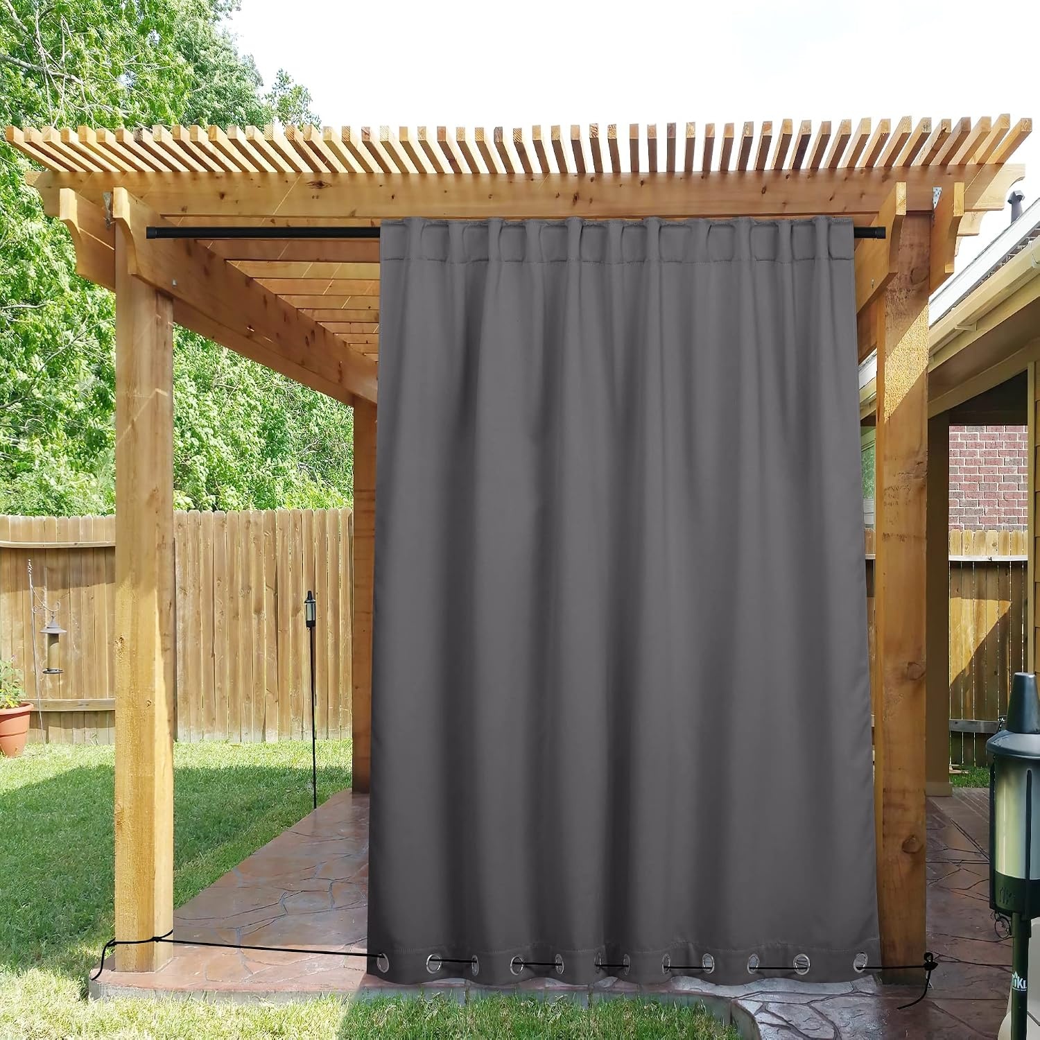 image:imageNICETOWN 2 PCs Waterproof Outdoor Curtains for Patio W52xL84 Biscotti BeigeGrey