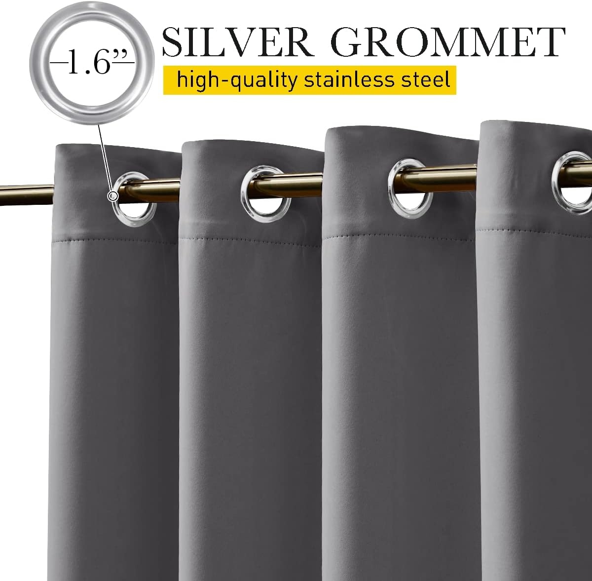 image:imageNICETOWN 2 PCs Waterproof Outdoor Curtains for Patio W52xL84 Biscotti BeigeGrey