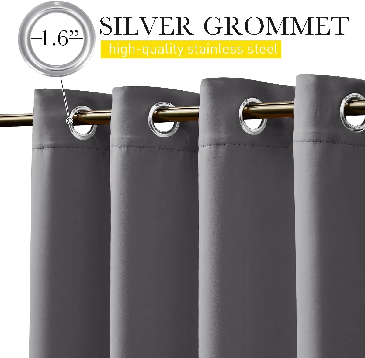 image:imageNICETOWN 2 PCs Waterproof Outdoor Curtains for Patio W52xL84 Biscotti BeigeGrey