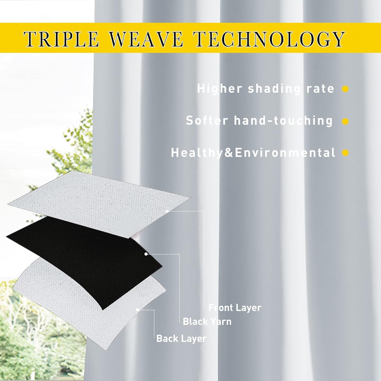 image:imageNICETOWN 2 PCs Waterproof Outdoor Curtains for Patio W52xL84 Biscotti BeigeGreyish White