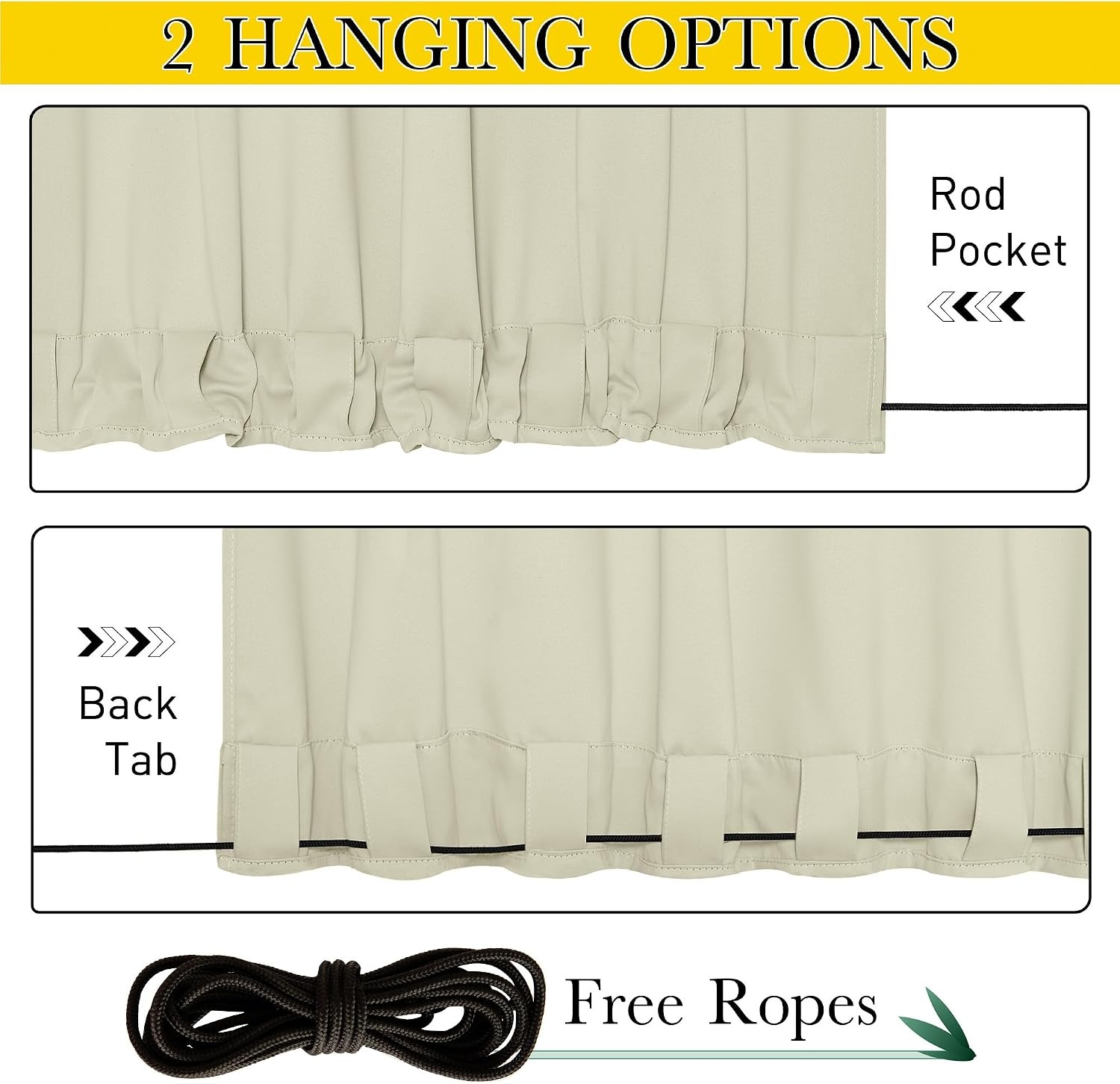 image:imageNICETOWN 2 PCs Waterproof Outdoor Curtains for Patio W52xL84 Biscotti BeigeLight Beige