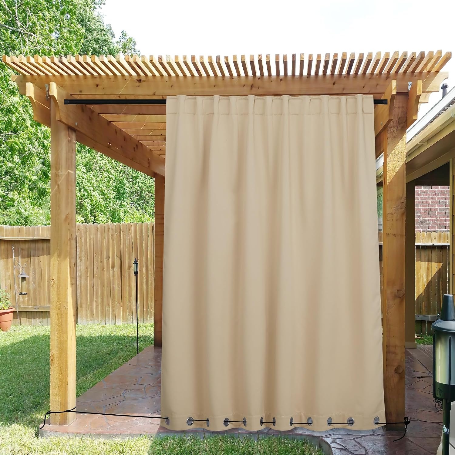 image:imageNICETOWN 2 PCs Waterproof Outdoor Curtains for Patio W52xL84 Biscotti BeigeLight Beige