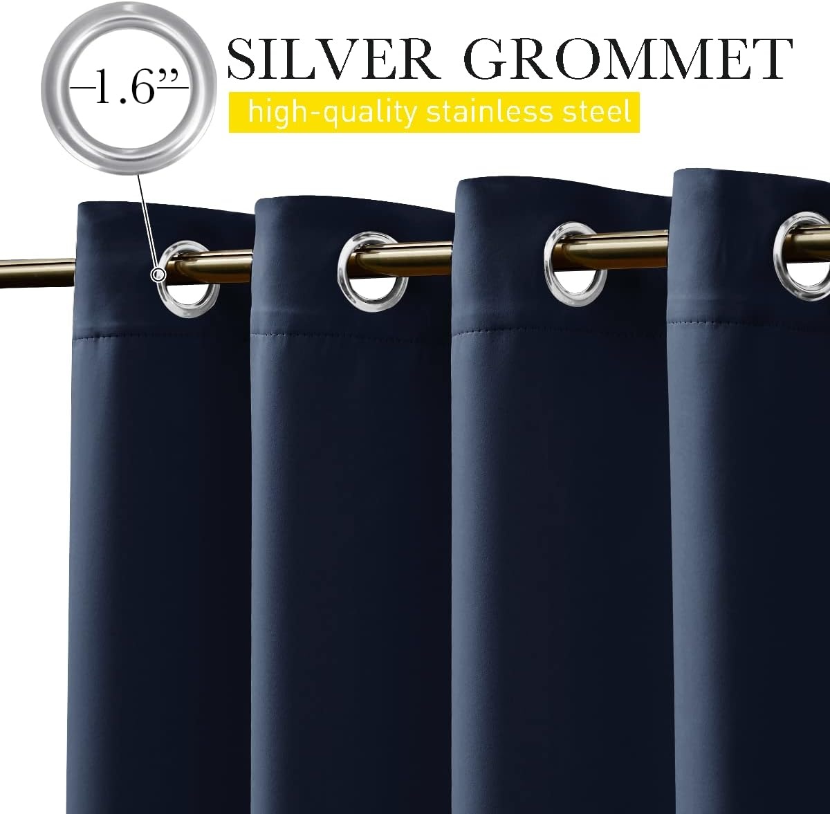 image:imageNICETOWN 2 PCs Waterproof Outdoor Curtains for Patio W52xL84 Biscotti BeigeNavy Blue