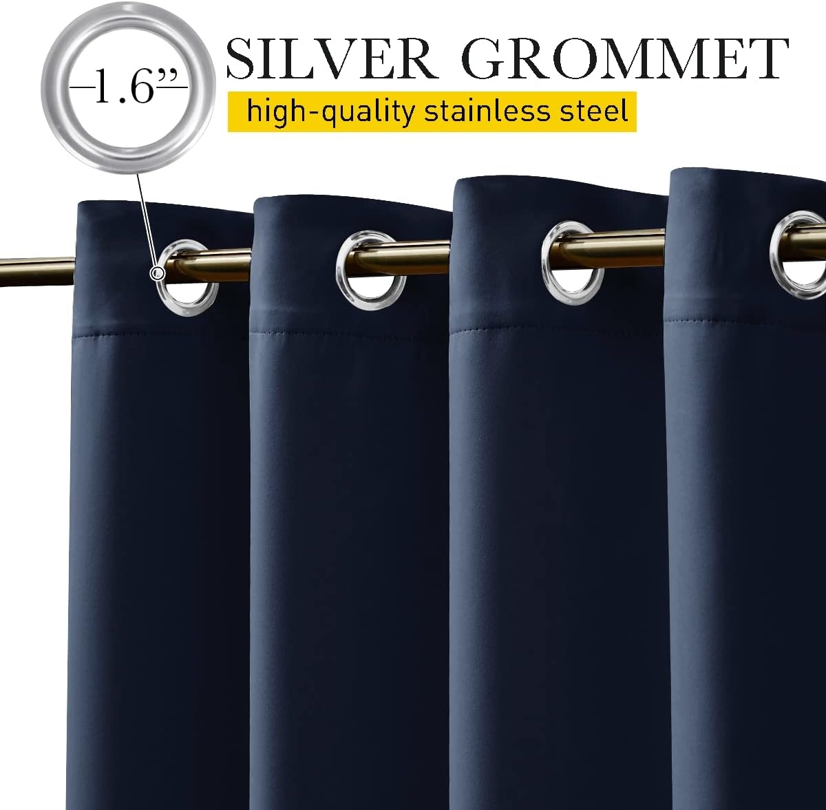 image:imageNICETOWN 2 PCs Waterproof Outdoor Curtains for Patio W52xL84 Biscotti BeigeNavy Blue