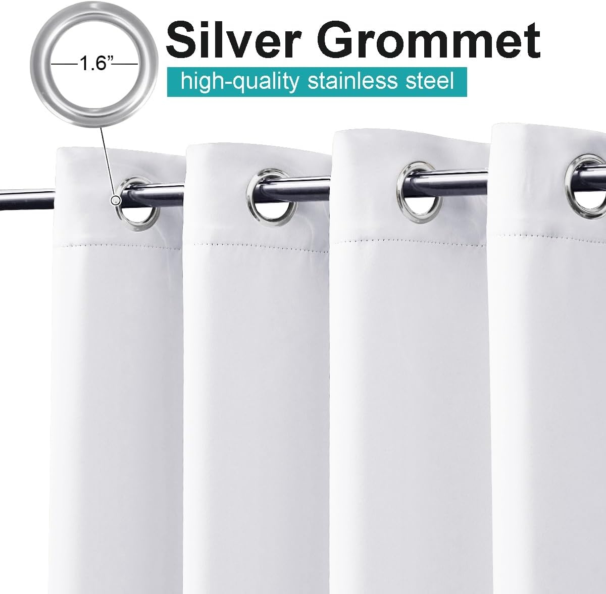 image:imageNICETOWN 2 PCs Waterproof Outdoor Curtains for Patio W52xL84 Biscotti BeigePure White