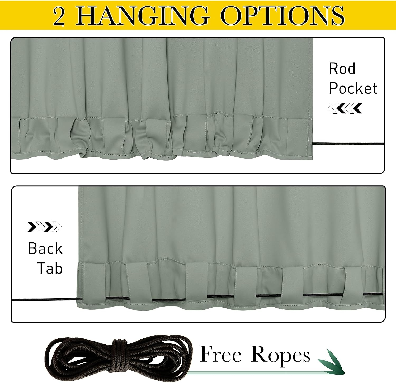 image:imageNICETOWN 2 PCs Waterproof Outdoor Curtains for Patio W52xL84 Biscotti BeigeSage Green