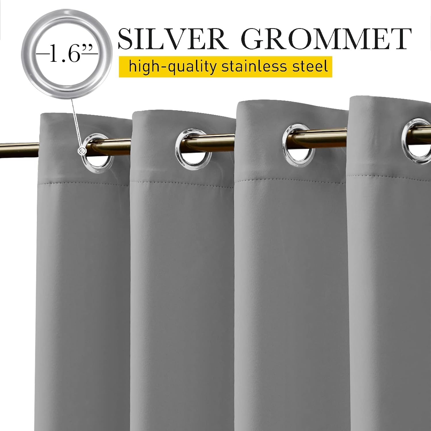 image:imageNICETOWN 2 PCs Waterproof Outdoor Curtains for Patio W52xL84 Biscotti BeigeSilver Grey