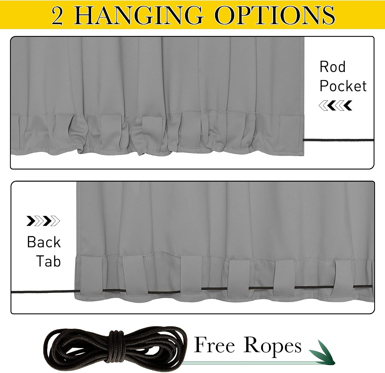 image:imageNICETOWN 2 PCs Waterproof Outdoor Curtains for Patio W52xL84 Biscotti BeigeSilver Grey