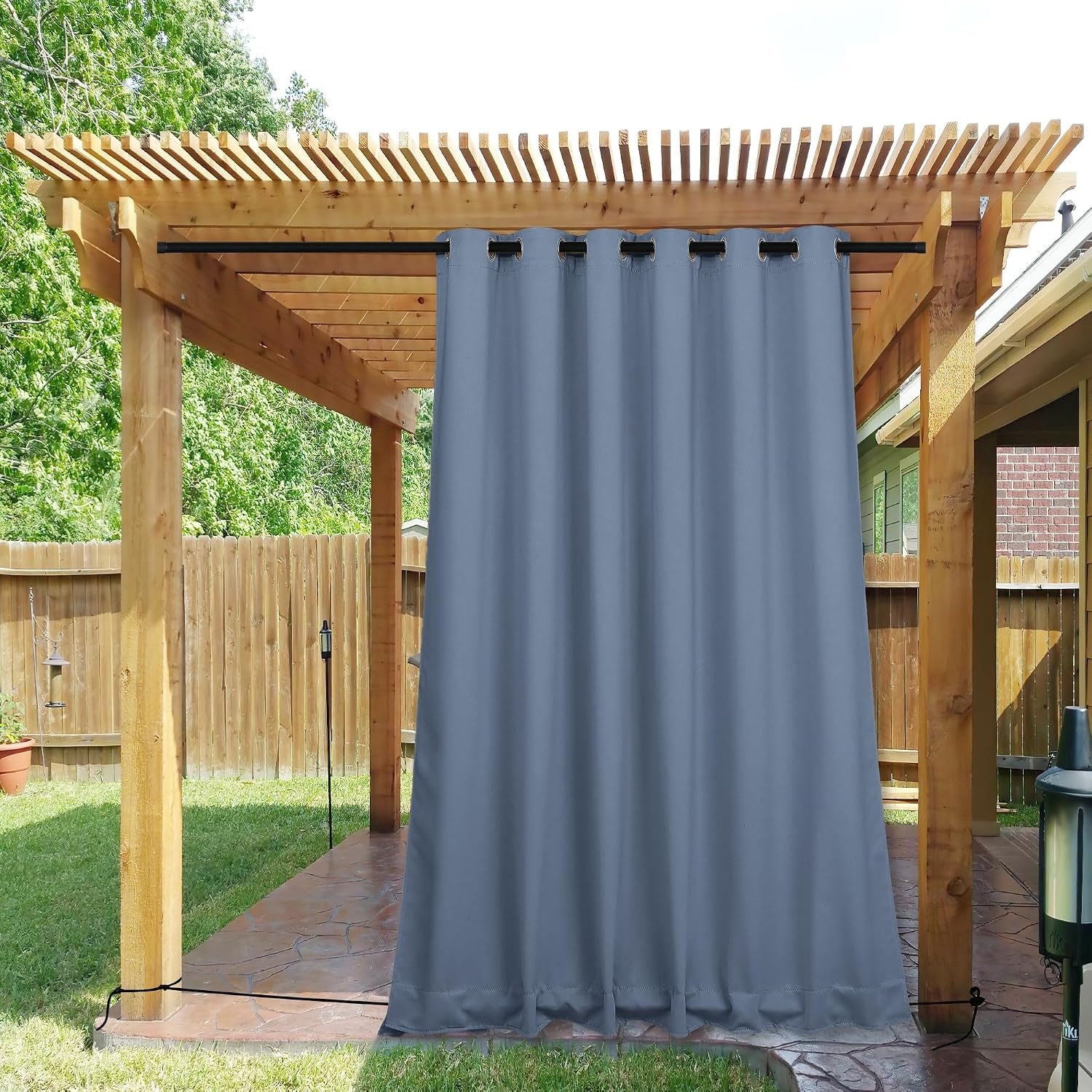 image:imageNICETOWN 2 PCs Waterproof Outdoor Curtains for Patio W52xL84 Biscotti BeigeStone Blue