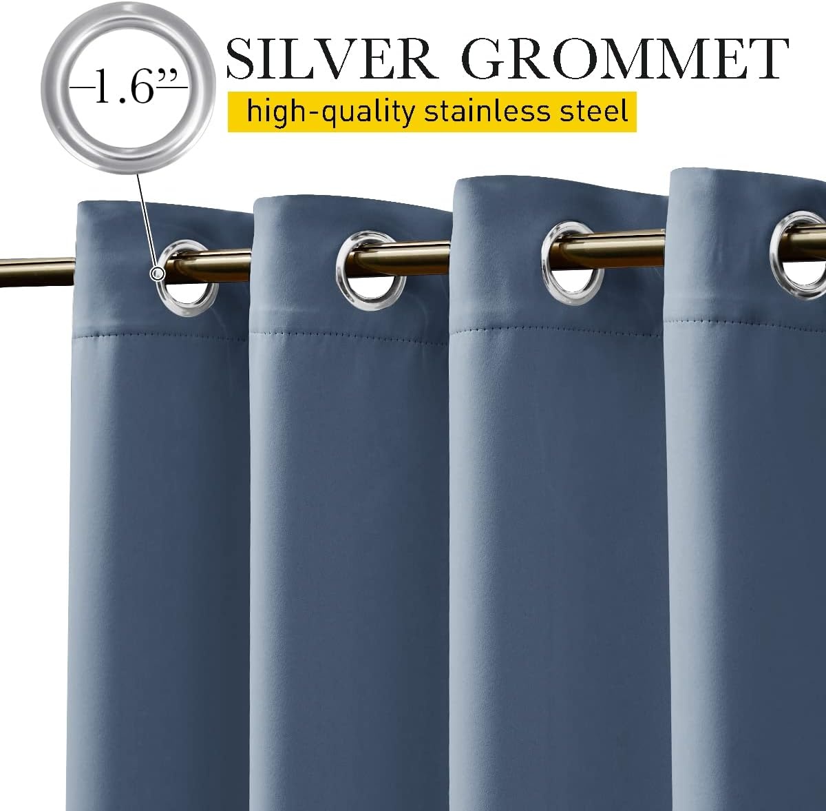 image:imageNICETOWN 2 PCs Waterproof Outdoor Curtains for Patio W52xL84 Biscotti BeigeStone Blue