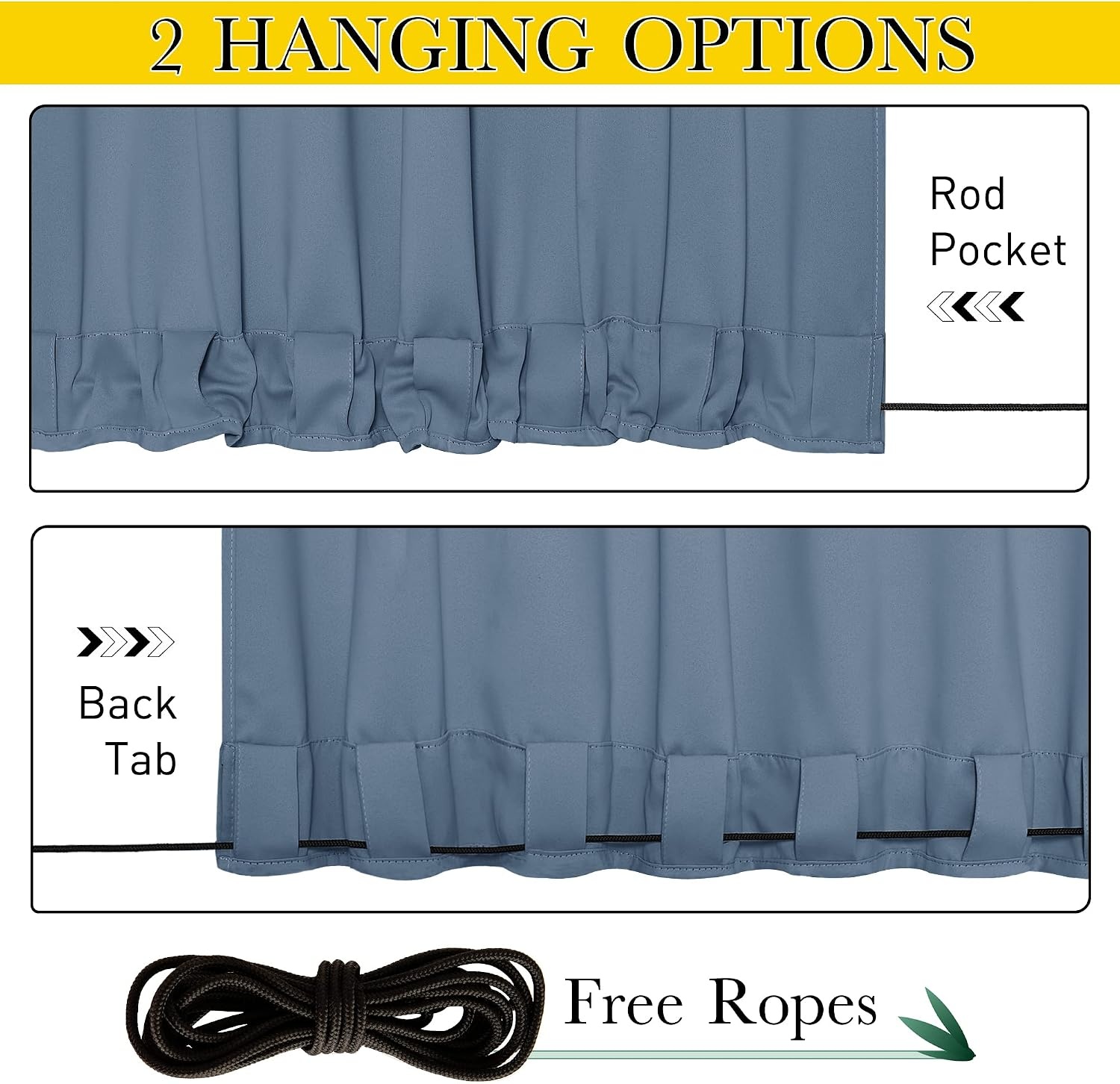 image:imageNICETOWN 2 PCs Waterproof Outdoor Curtains for Patio W52xL84 Biscotti BeigeStone Blue