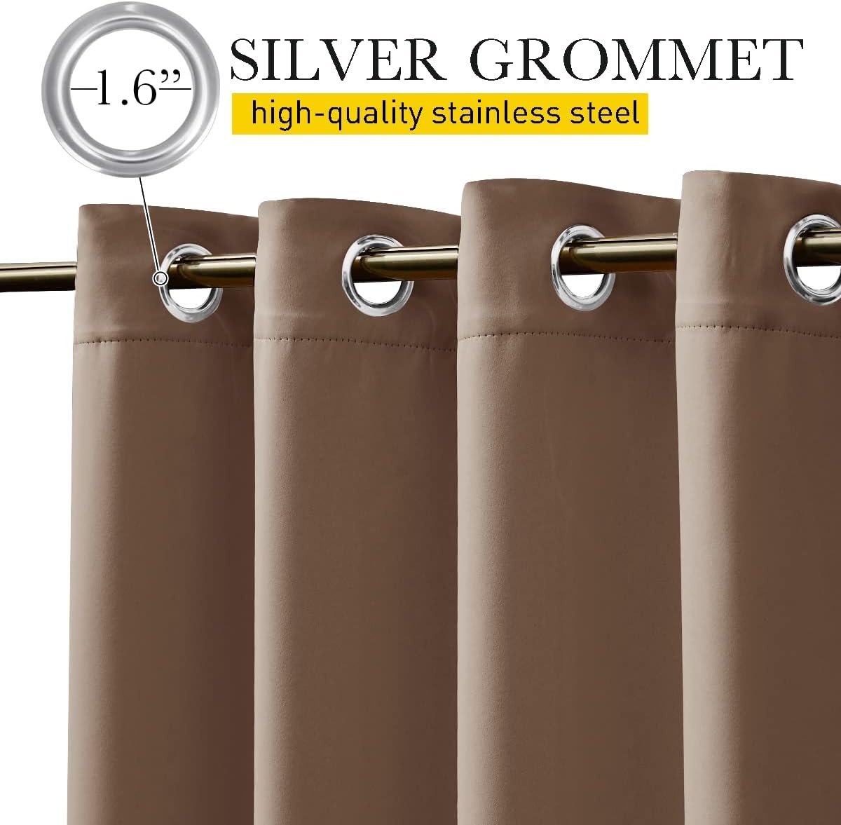 image:imageNICETOWN 2 PCs Waterproof Outdoor Curtains for Patio W52xL84 Biscotti BeigeTan
