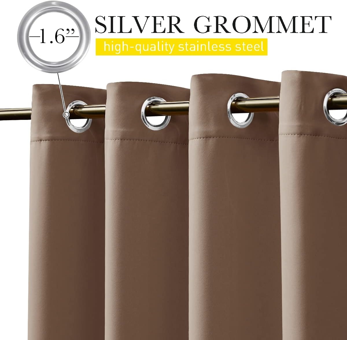 image:imageNICETOWN 2 PCs Waterproof Outdoor Curtains for Patio W52xL84 Biscotti BeigeTan