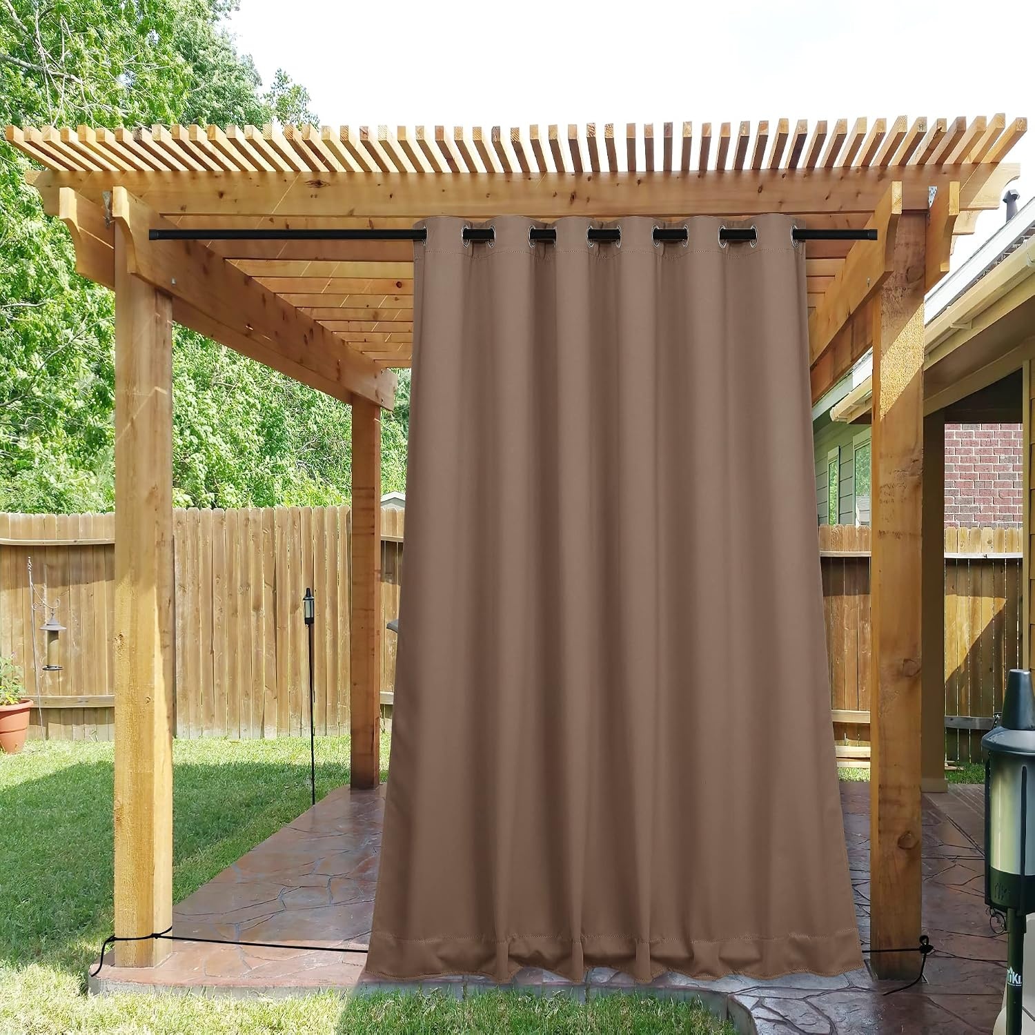 image:imageNICETOWN 2 PCs Waterproof Outdoor Curtains for Patio W52xL84 Biscotti BeigeTan