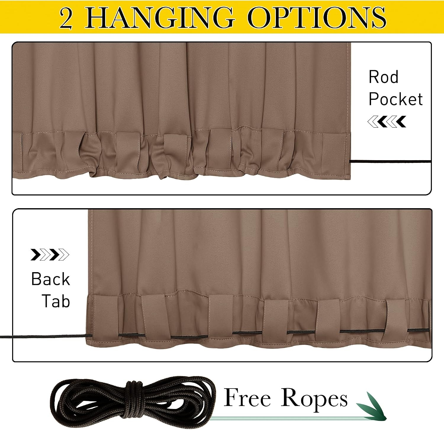 image:imageNICETOWN 2 PCs Waterproof Outdoor Curtains for Patio W52xL84 Biscotti BeigeTan