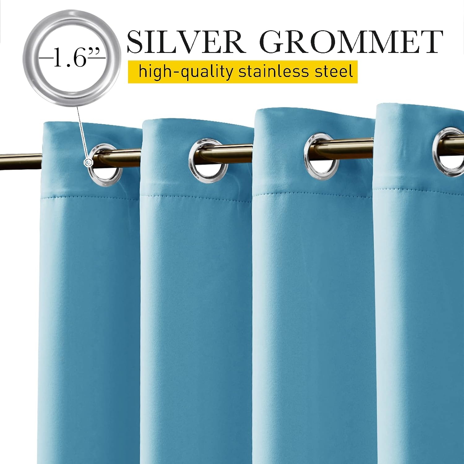 image:imageNICETOWN 2 PCs Waterproof Outdoor Curtains for Patio W52xL84 Biscotti BeigeTeal Blue