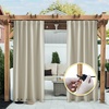 NICETOWN 2 PCs Waterproof Outdoor Curtains for Patio W52xL84 Biscotti Beige(Light Beige)