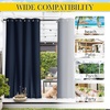 NICETOWN 2 PCs Waterproof Outdoor Curtains for Patio W52xL84 Biscotti Beige(Navy Blue)
