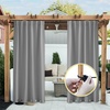 NICETOWN 2 PCs Waterproof Outdoor Curtains for Patio W52xL84 Biscotti Beige(Silver Grey)