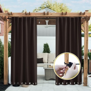 NICETOWN 2 PCs Waterproof Outdoor Curtains for Patio W52xL84 Biscotti Beige(Coffee)