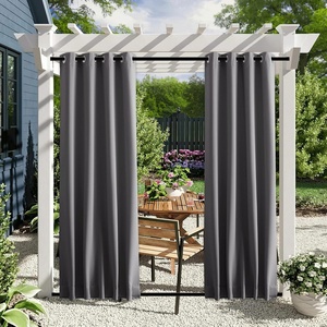 NICETOWN 2 PCs Waterproof Outdoor Curtains for Patio W52xL84 Biscotti Beige(Grey)