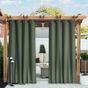 NICETOWN 2 PCs Waterproof Outdoor Curtains for Patio W52xL84 Biscotti Beige(Greyish Green)