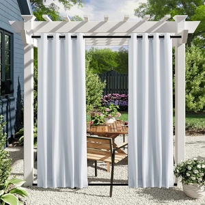 NICETOWN 2 PCs Waterproof Outdoor Curtains for Patio W52xL84 Biscotti Beige(Greyish White)