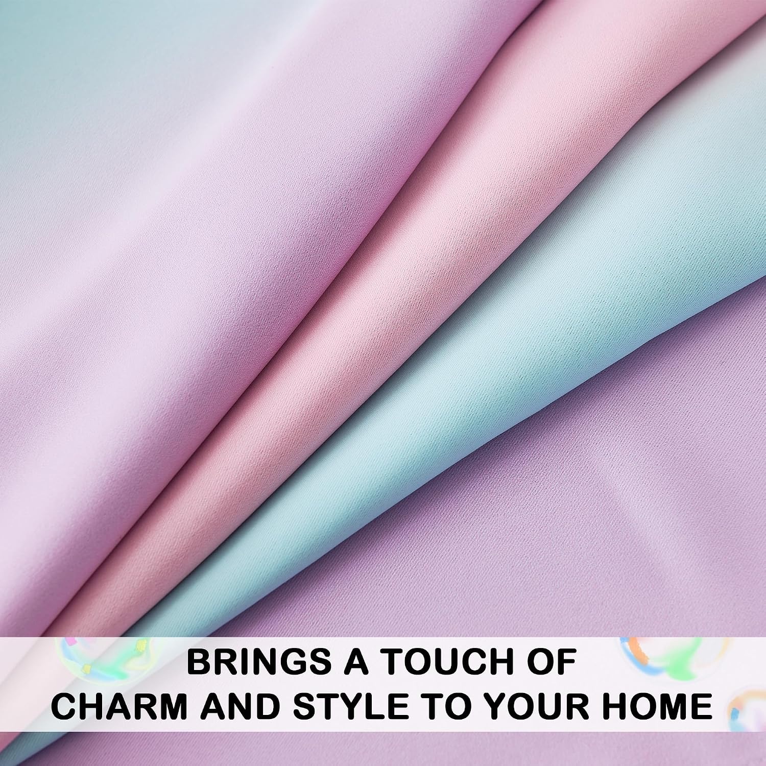 image:imageNICETOWN 100 Blackout Ombre Rainbow Curtains for Kids 52 x 84 2 PanelsPurple Blue Pink