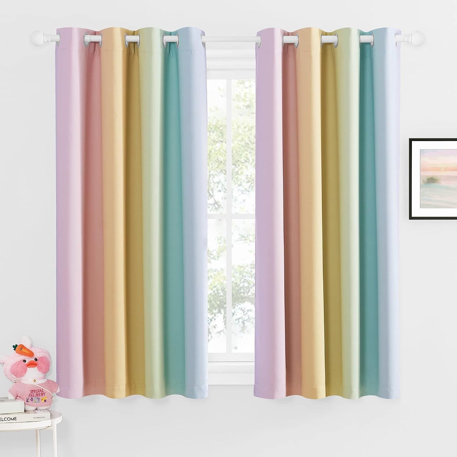 image:imageNICETOWN 100 Blackout Ombre Rainbow Curtains for Kids 52 x 84 2 PanelsRainbow2
