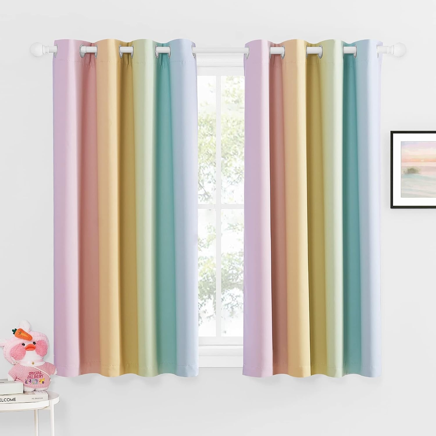 image:imageNICETOWN 100 Blackout Ombre Rainbow Curtains for Kids 52 x 84 2 PanelsRainbow2