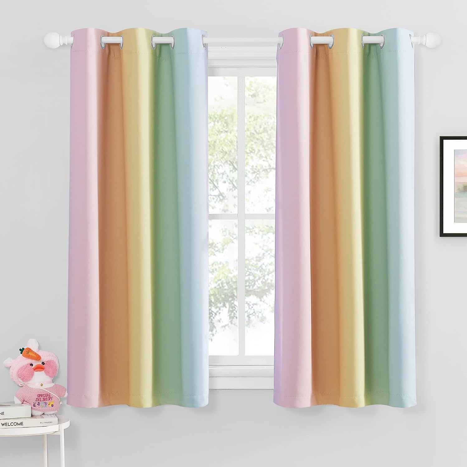 image:imageNICETOWN 100 Blackout Ombre Rainbow Curtains for Kids 52 x 84 2 PanelsRainbow2