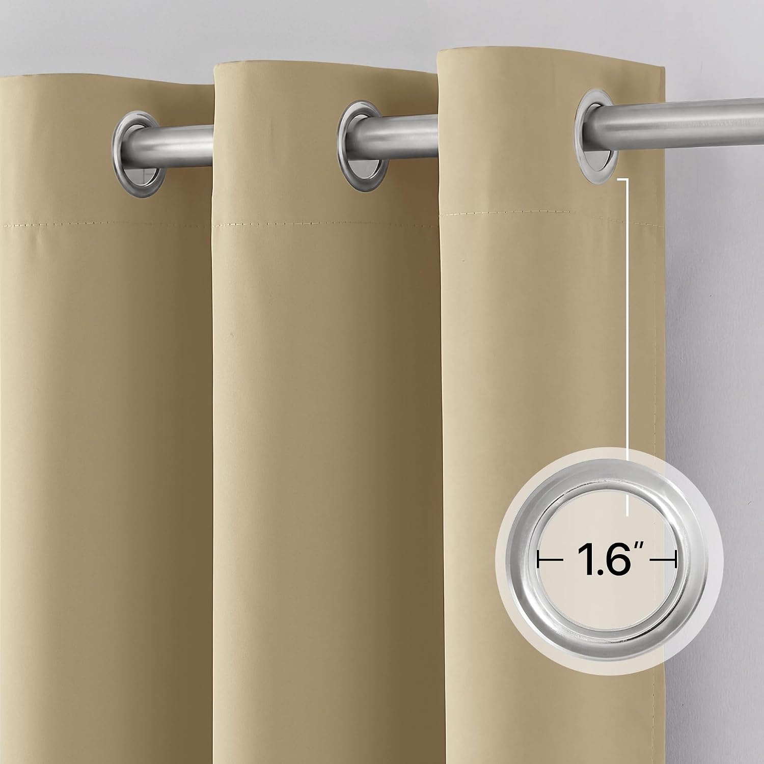 image:imageNICETOWN 100 Blackout Sage Green Curtains for Bedroom W40xL63 2 PanelsBeige