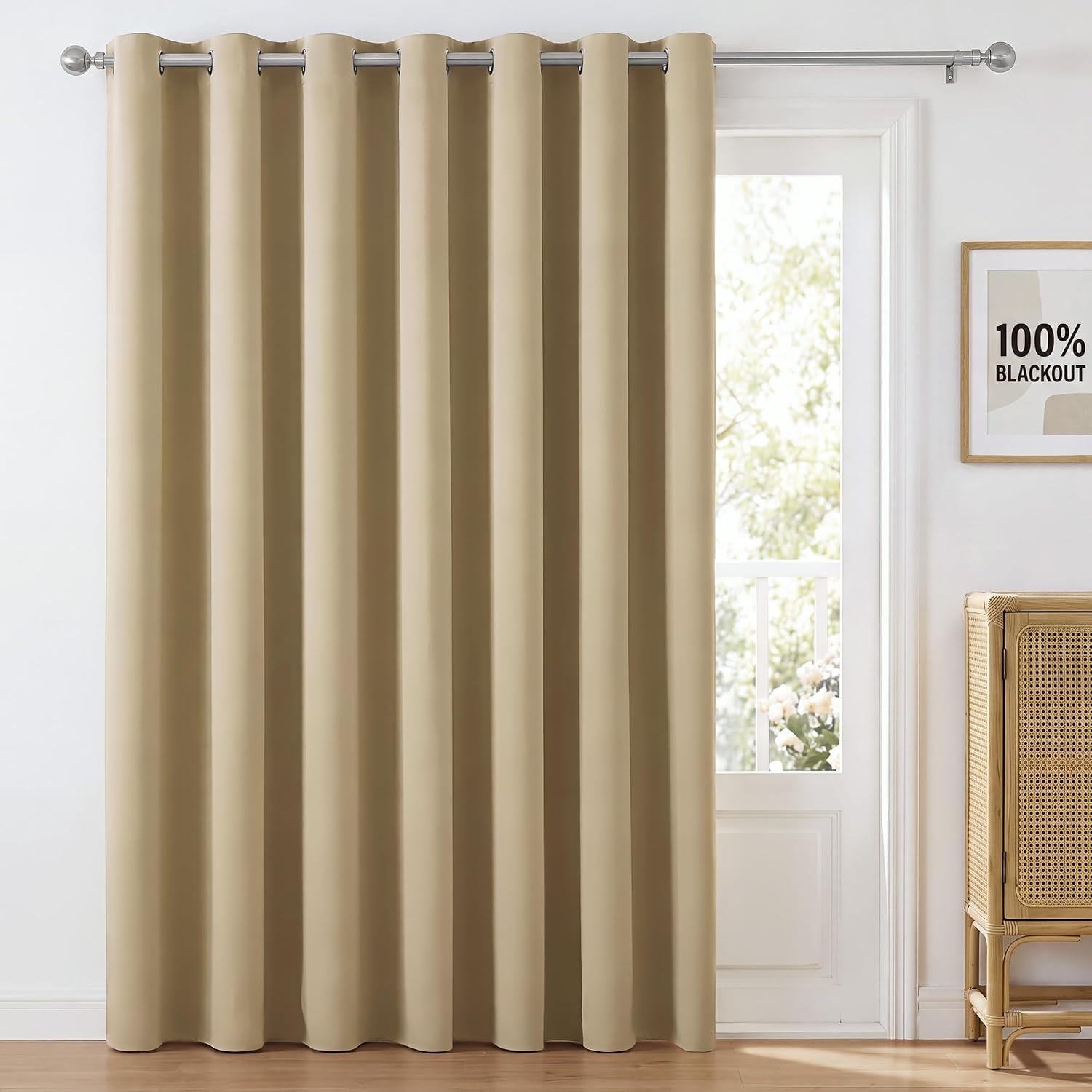 image:imageNICETOWN 100 Blackout Sage Green Curtains for Bedroom W40xL63 2 PanelsBeige