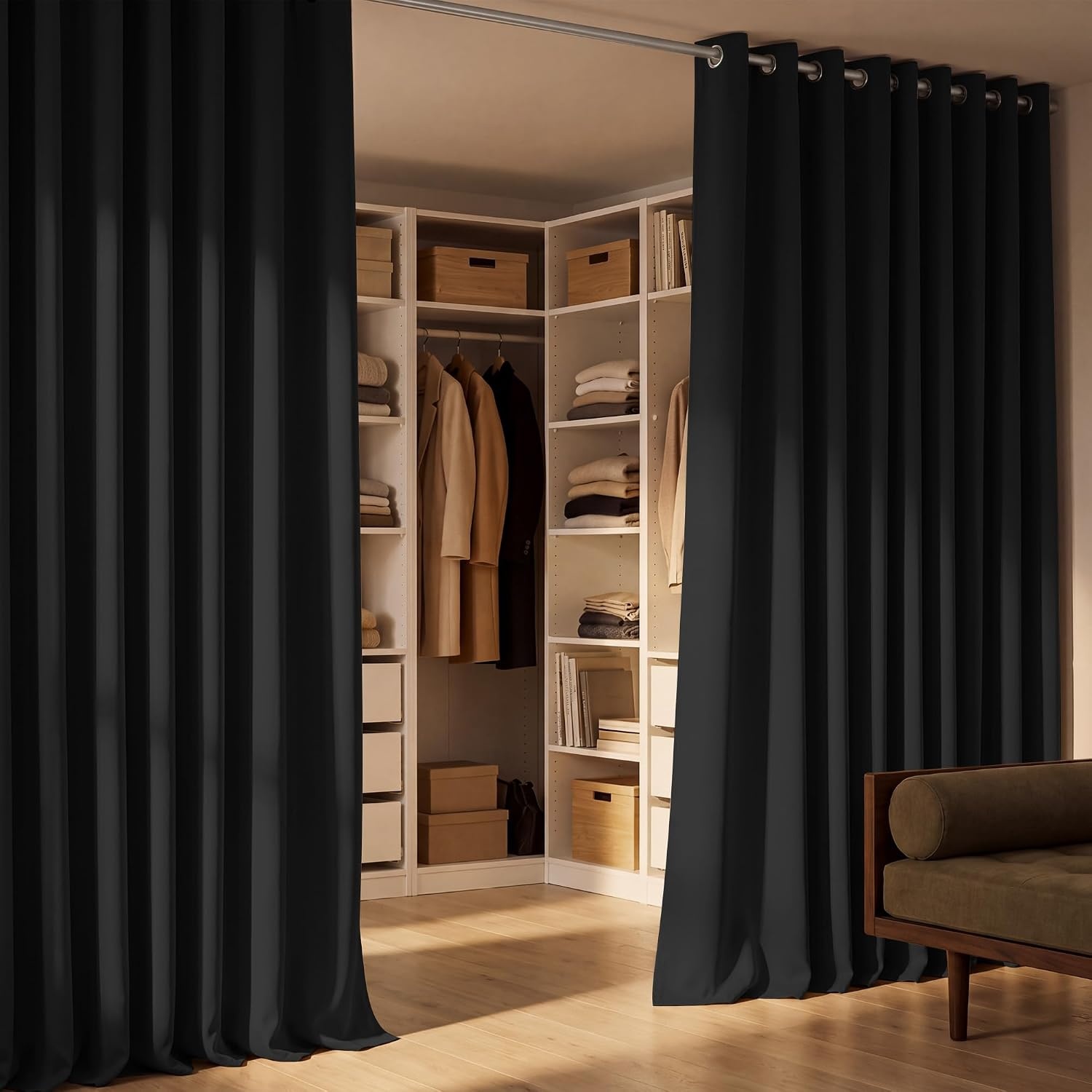 image:imageNICETOWN 100 Blackout Sage Green Curtains for Bedroom W40xL63 2 PanelsBlack