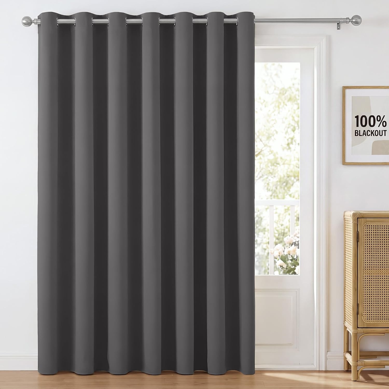 image:imageNICETOWN 100 Blackout Sage Green Curtains for Bedroom W40xL63 2 PanelsGrey