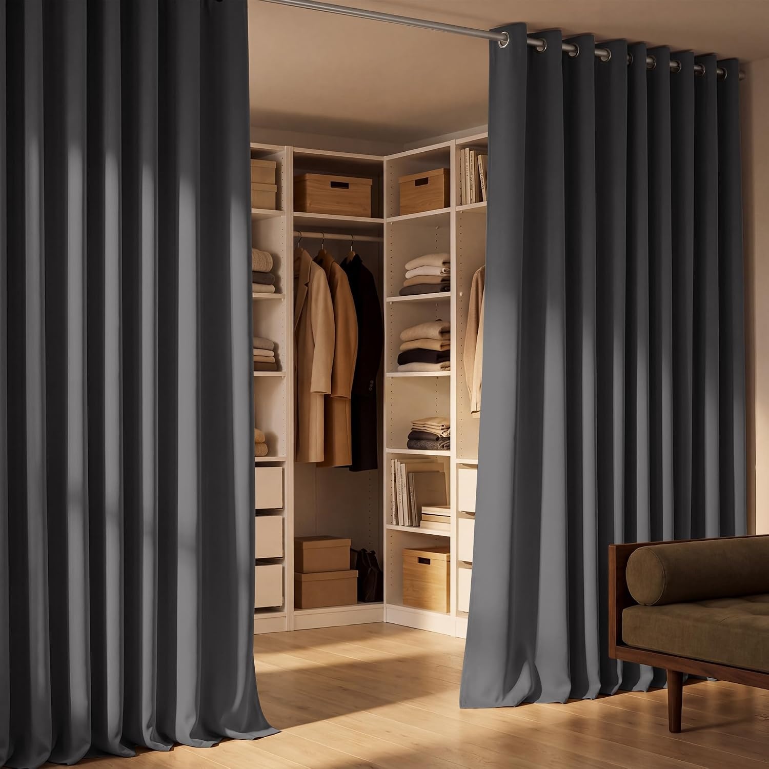 image:imageNICETOWN 100 Blackout Sage Green Curtains for Bedroom W40xL63 2 PanelsGrey
