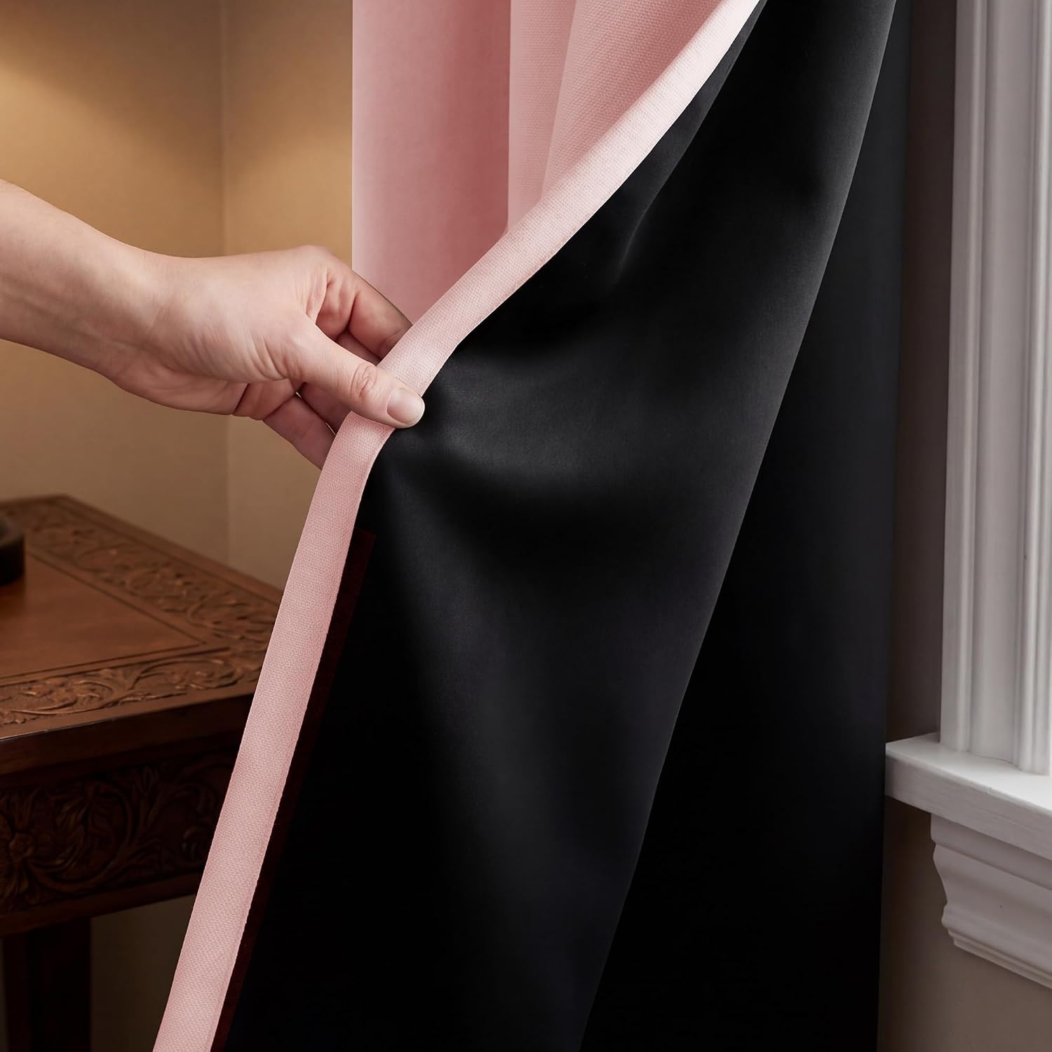 image:imageNICETOWN 100 Blackout Sage Green Curtains for Bedroom W40xL63 2 PanelsPink