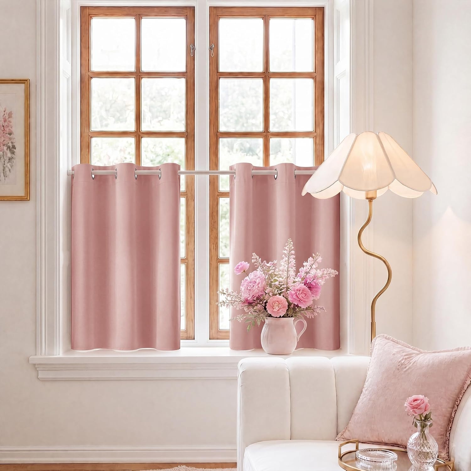 image:imageNICETOWN 100 Blackout Sage Green Curtains for Bedroom W40xL63 2 PanelsPink