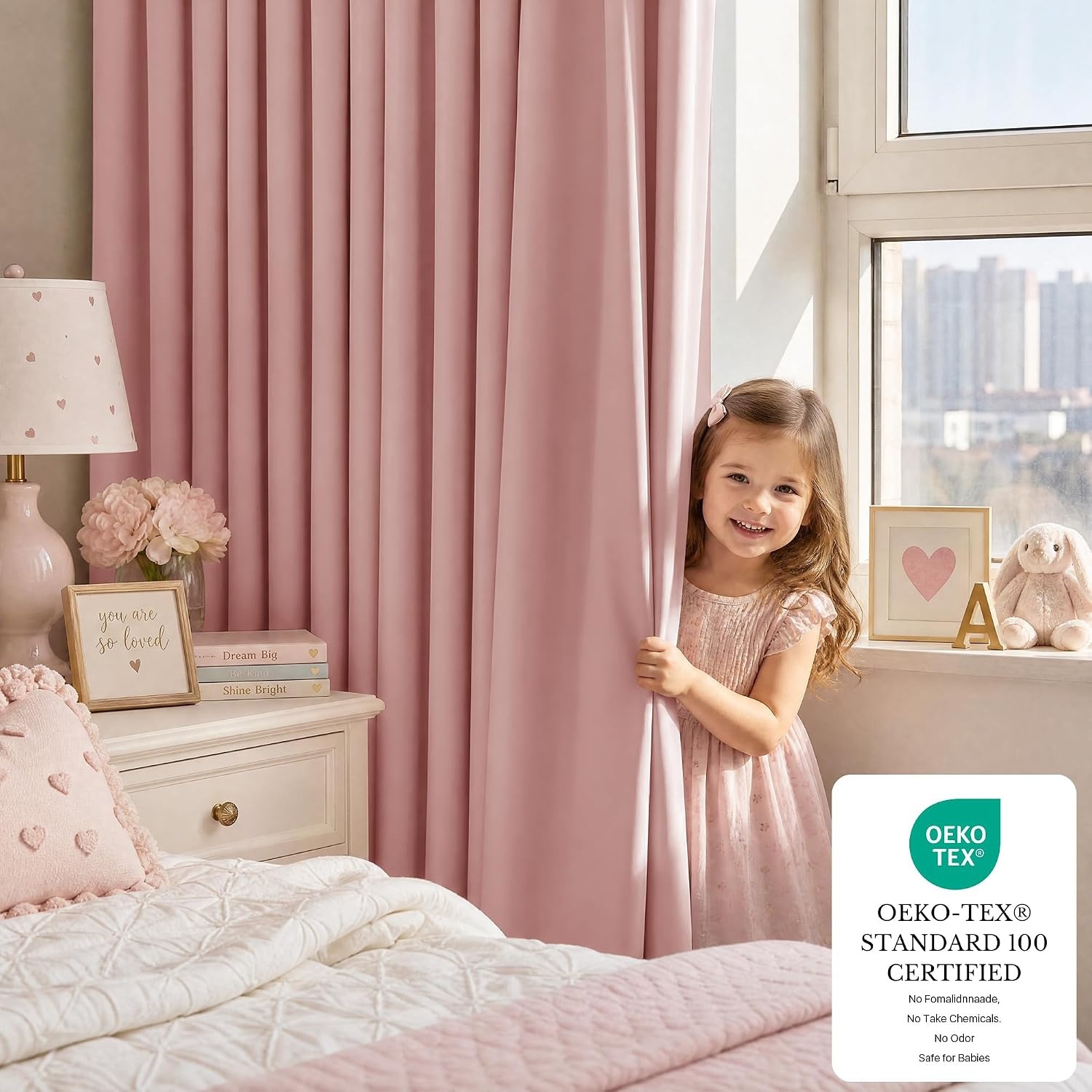 image:imageNICETOWN 100 Blackout Sage Green Curtains for Bedroom W40xL63 2 PanelsPink