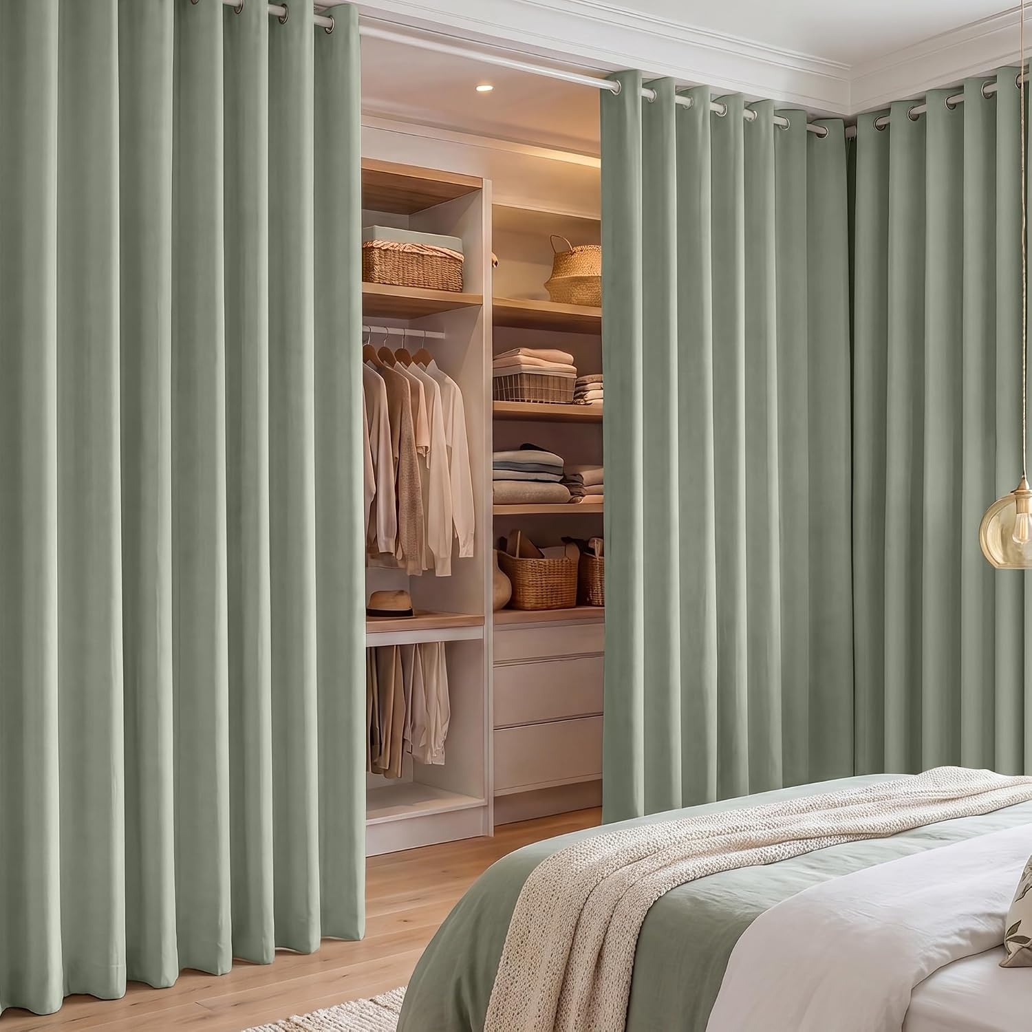 image:imageNICETOWN 100 Blackout Sage Green Curtains for Bedroom W40xL63 2 PanelsSage Green