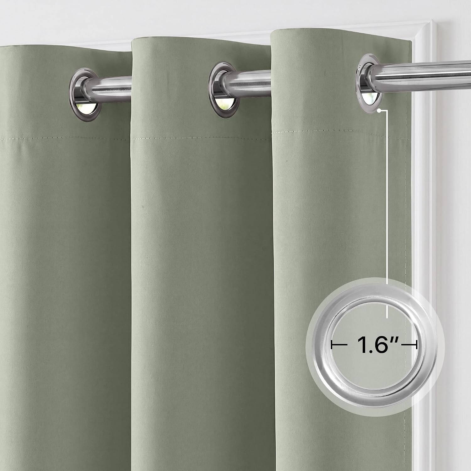 image:imageNICETOWN 100 Blackout Sage Green Curtains for Bedroom W40xL63 2 PanelsSage Green