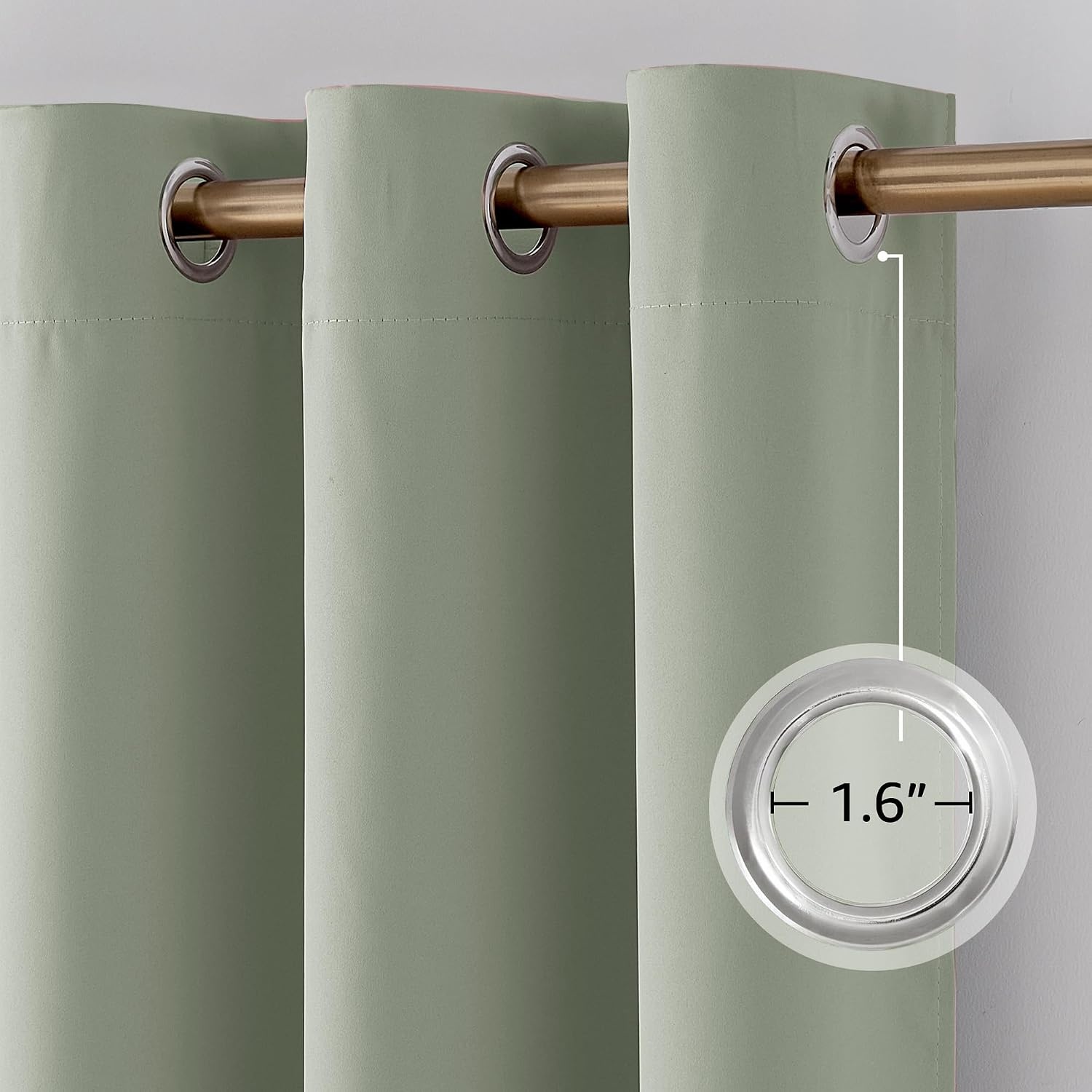 image:imageNICETOWN 100 Blackout Sage Green Curtains for Bedroom W40xL63 2 PanelsSage Green