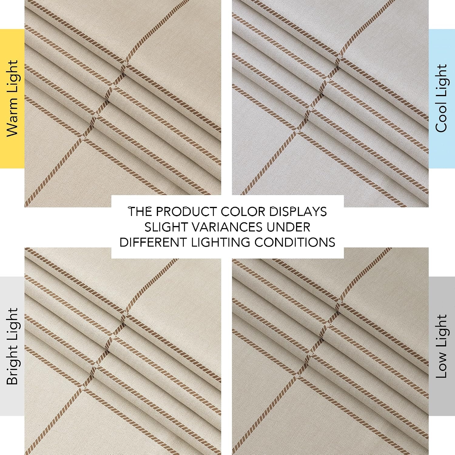 image:imageNICETOWN 100 Blackout Taupe Plaid Curtains for Bedroom W52xL84 2 PanelsTaupe