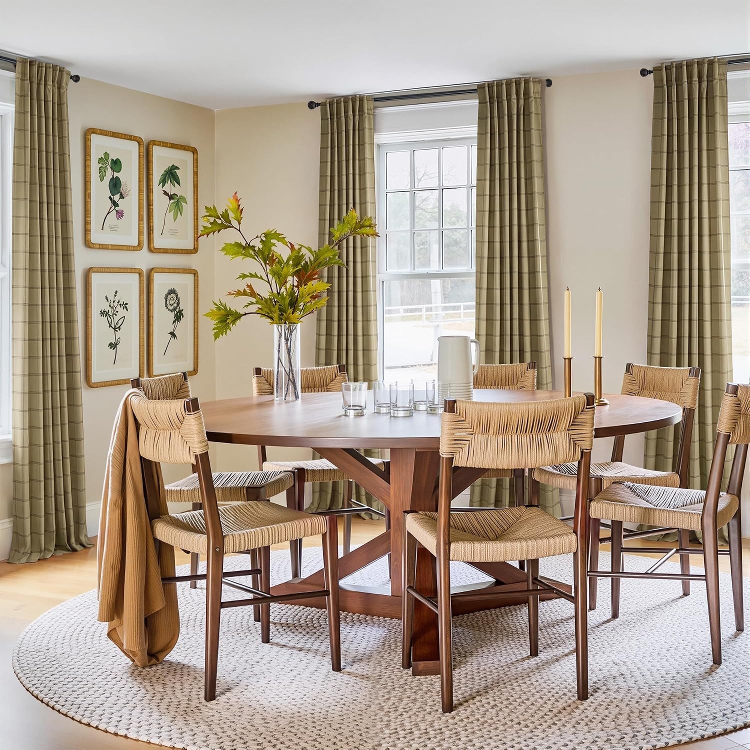 image:imageNICETOWN 100 Blackout Taupe Plaid Magnetic Roman Shade W24 x L64 1 PanelGrid Pattern Burlap White